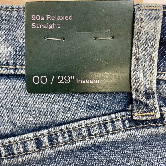 Wild Fable Women's High Rise 90's Relaxed Slashed Straight Jeans Medium Wash 00 - Picture 5 of 7